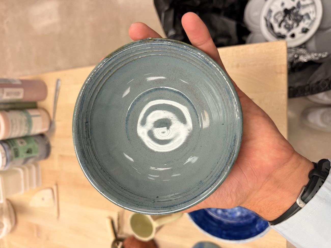 Blue-gray spiral bowl